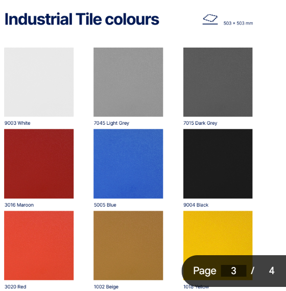 Industrial tile colour range